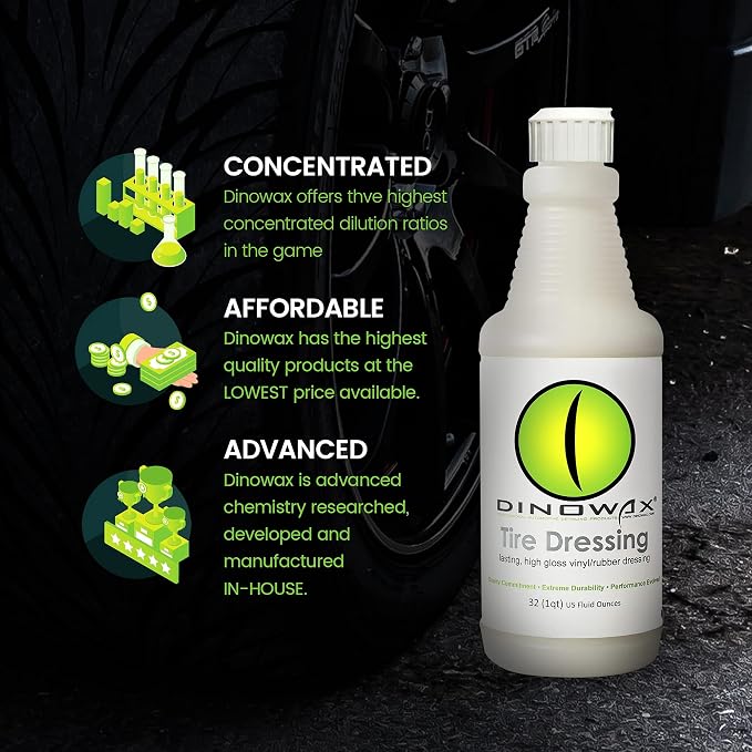 Tire Dressing, Tire Shine, Tire, Vinyl, and Rubber Dressing, Tire and Wheel Care Products, 32 Oz