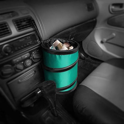 FH Group Automotive Waterproof Portable Collapsible Small Trash Can Garbage Container fits Most Cars,Polyethylene, SUVs, and Trucks Mint Universal fit