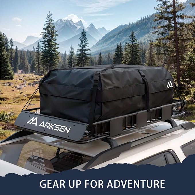 ARKSEN 64" x 34" x 6" Roof Rack Cargo Basket with Extension, 150 LBS Universal Heavy Duty Steel Rooftop Carrier for SUV, Truck, RV, Pickup