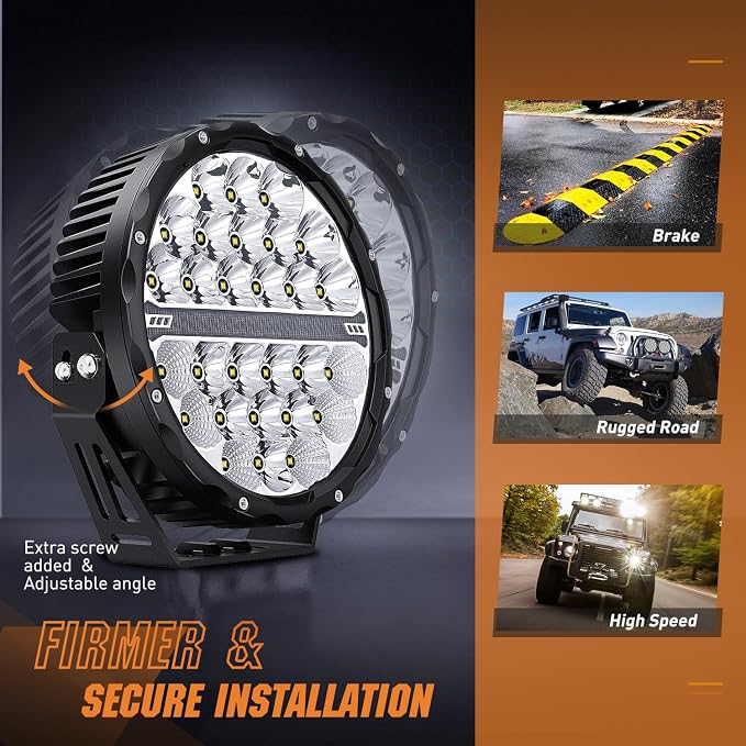 Nilight LED Offroad Driving Lights with Amber DRL 2PCS 9 Inch Round 140W IP68 Spot Flood Combo Work Light Bar with 12AWG DT Connector Wiring Harness Kit for 4x4 Truck ATV UTV SUV
