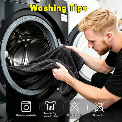 Aodaer 2 Pack Car Drying Towel, 1200GSM Microfiber Towels for Cars | 24 x 48 Inch & 12 x 12 Inch Super Absorbent Detailing Towels Dual Sided Streak-Free Twisted Loop for Auto SUV Truck Boat Home