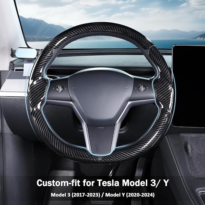 Steering Wheel Cover for Tesla Model 3(2017-2023) Model Y(2020-2024), Steering Wheel Accessories for Tesla Model 3/ Y