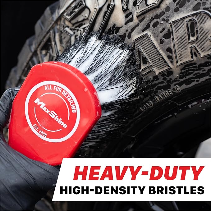 Maxshine Universal Cleaning Brushes (3-Piece Set) – Heavy-Duty, Medium-Duty, Soft Bristles – Removes Dirt & Stains – Wheels, Tires, & Exterior Surfaces – Carpets, Upholstery & Interior Surfaces