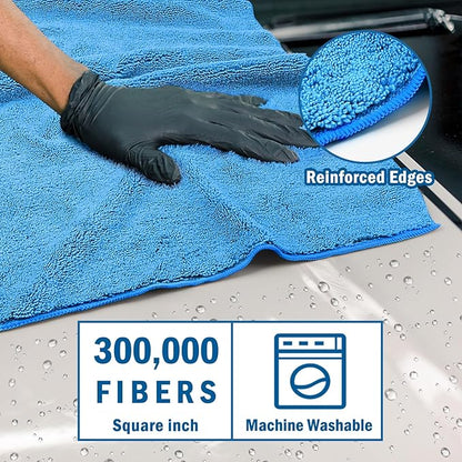 HOMEXCEL Car Drying Towels, 2 Pack Professional Microfiber Towels for Cars, Scratch-Free, Highly Absorbent Drying Towel for Cars, SUVs, RVs, Trucks, and Boats, 31 x 24 inch, Blue