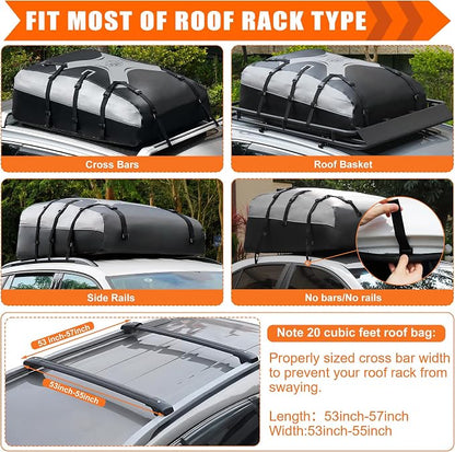 Sailnovo Car Rooftop Cargo Carrier Bag,20 Cubic feet Soft Waterproof Car Roof Bag with Strap,Anti-Slip Mat,Padlock,Foldable Car Top Carrier for Most Vehicles with/Without Rack (Black)