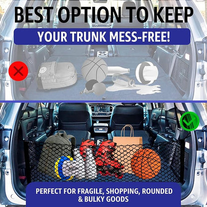 Envelope Style Trunk Mesh Cargo Net | for Toyota Highlander 2014-2026 Regular & Hybrid Car Accessories | Premium Trunk Organizers and Storage | SUV Truck Cargo Nets | Vehicle Carrier Organizer