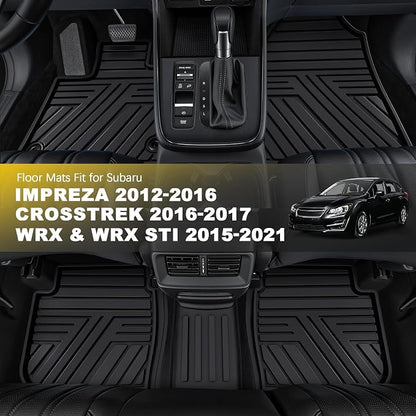TTX LIGHTING Floor Mats Compatible with Subaru Crosstrek 2016-2017/Impreza 2012-2016/WRX 2015-2021, Custom Fit All Weather 1st & 2nd Row Floor Liners, Black