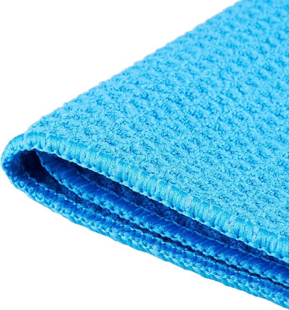 Tommy Blue Waffle Weave Microfiber Towels 16"x16" 340 GSM 120 Count | Streak-Free Glass, Super Absorbent, Lint-Free, Professional Car Detailing