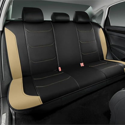 Road Comforts Seat Covers, Premium Leather Car Seat Covers Full Set,Airbag Compatible, Automotive Seat Covers Universal Fit Most Cars,Vans,Truck,SUV, Beige