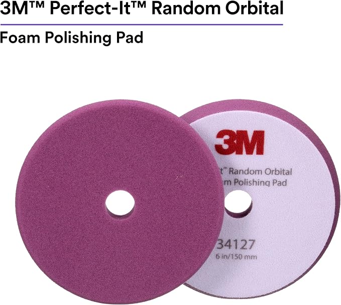3M Perfect-It Random Orbital Foam Polishing Pad, 6"/150 mm, Purple, 34127, for Automotive Compounding and Polishing