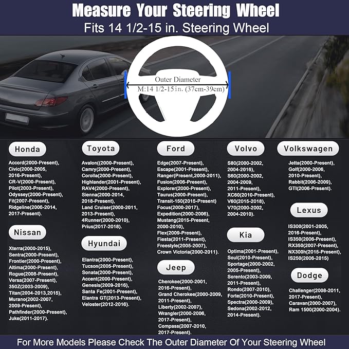 Steering Wheel Cover Standard Size 14.5-15 inch, Non-Slip Car Wheel Cover Protector, Non-Folding Packaging, Microfiber Leather, Black and Red