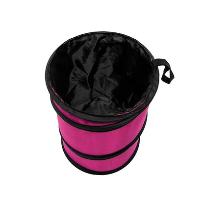 FH Group Automotive Waterproof Portable Collapsible Small Trash Can Garbage Container fits Most Cars,Polyethylene, SUVs, and Trucks Pink