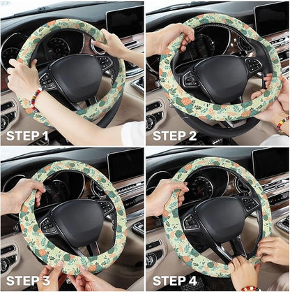 GENANY Dungeon Dice Steering Wheel Cover, Non Slip Polyester Car Wheel Protector for Car SUV Truck, Universal 15 Inch