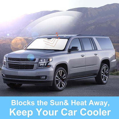 TINGLU Sun Shade for Chevrolet/Chevy Suburban 2015-2020 Accessories Windshield Sun Shade Window Shade UV Rays Protection Sun Visor Cover with Steering Wheel Sunshade Storage Bag