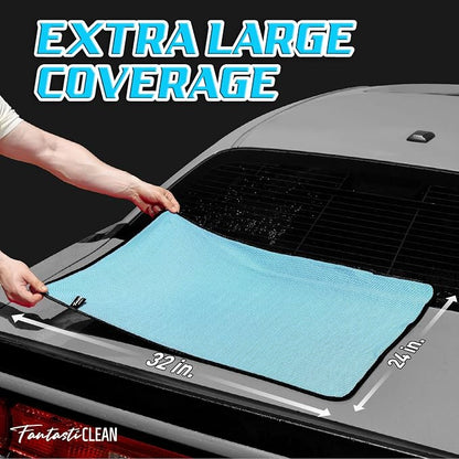 Fantasticlean Large Car Drying Towels- 2 Pack, 32‘’ by 24'' - Premium Microfiber Cleaning Cloth with Dual-Colored Twisted Loop, Ultra Absorbent, Scratch-Free for Instant Car Detailing (Blue)