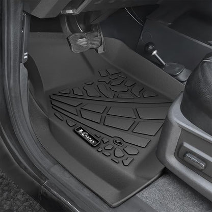KARPAL Floor Mats for 1999-2007 Ford F250/ F350/ F450 Super Duty Crew Cab Carpet Floor, Custom Fit TPE All Weather Ford F250 Accessories 1st & 2nd Floor Liner