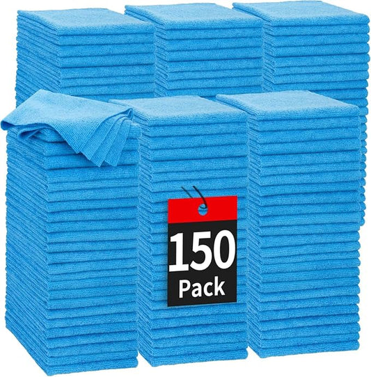 Shop Towels, 150 Pack Cleaning Rags Microfiber Towels, Bulk All-Purpose Microfiber Cleaning Cloth Lint-Free Wipe Washcloth for Commercial Garage Automotive & Housekeeping 11.5"*11.5"