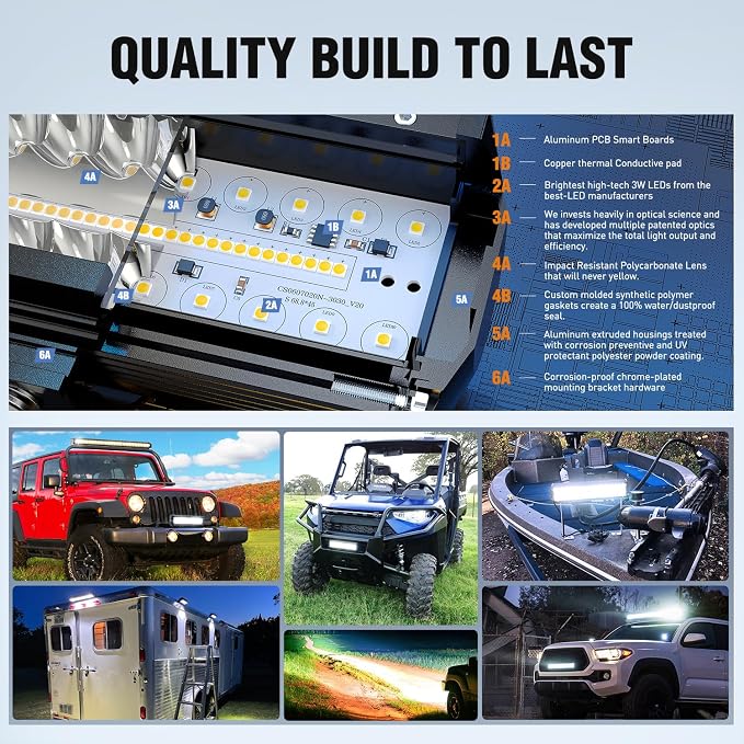 Nilight LED Light Bar 12 Inch 300W 4Pcs 4 Inch 60W Spot Flood Pods Off Road Driving Fog Work Lighting for Truck Tractor Pickup Boat SUV ATV UTV Car 4x4 Van Camper Motorcycle Dirt Bike Golf Cart