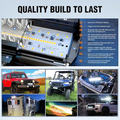 Nilight LED Light Bar 12 Inch 300W 4Pcs 4 Inch 60W Spot Flood Pods Off Road Driving Fog Work Lighting for Truck Tractor Pickup Boat SUV ATV UTV Car 4x4 Van Camper Motorcycle Dirt Bike Golf Cart