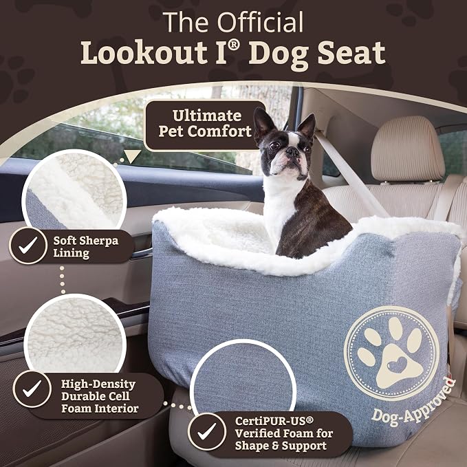 SNOOZER PET Products Lookout 1 Dog CAR SEAT, Stone Diamond, Medium