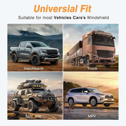 Windshield Sun Shade - Windshield Sun Shade Foldable, Car Sun Shade Windshield Keeps Interior Cool, Foldable Sunshade for Car Windshield with Storage Bag for Cars, SUVs, 55'' x 32''