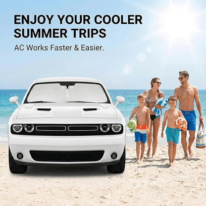 Windshield Sun Shade for Dodge Challenger 2015-2023 Sunshade Front Window Shade Custom Fit Challenger Accessories Sun Visor Foldable Shade Blocks UV Rays Accessories
