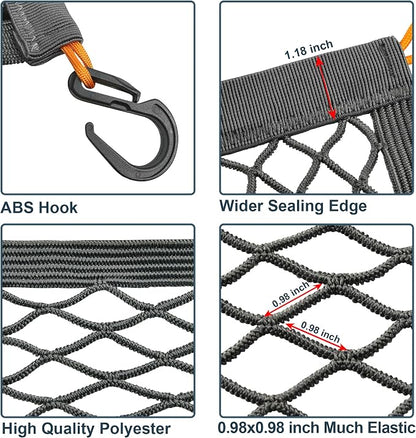 Cargo Net for SUV Trunk Organizer Elastic Storage Mesh Net with ABS Hook 31.5x23.6 Inches Stretch to 70.8x47.2 Inches Cargo Netting for Pickup Trucks Tailgate Accessories Gray