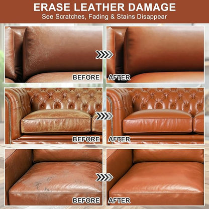 STARTSO WORLD 200Ml Leather Recoloring Balm with 100ML Leather Conditioner, Light Brown Leather Repair Kit for Furniture, Leather Dye, Leather Scratch Repair, Leather Couch Paint