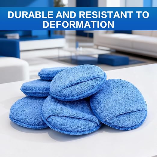 6 Pack Microfiber Wax Applicator Pads, Car Wax Applicator with Finger Pocket, Detail & Polishing Foam Pad for Car Cleaning and Best Polishing (5 inch)