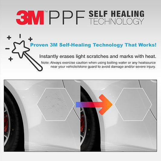 3M Clear Paint Protection Film, 8 mil PPF Vinyl Wrap with Self-Healing Technology, UV Protection, Non-Yellowing, Scratch Resistant, Glossy Finish (6 x 24in)