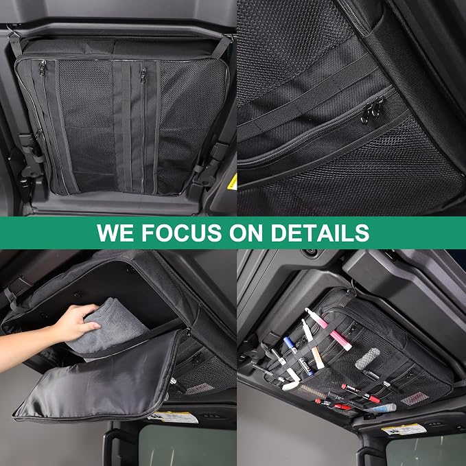 Car Sunroof Organizer Bag Compatible with 2024 2025 2026 Hummer EV Hardtop Roof Panel Storage Bag Waterproof Foldable Multi-Function Car Rooftop Carrier Sunroof Storage Bags (Front Left Side)