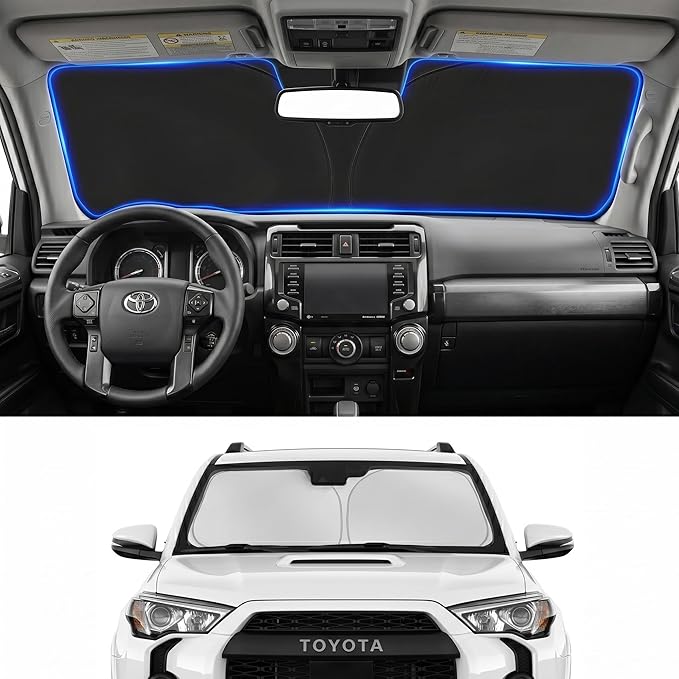 Custom Fit Windshield Sun Shade for Toyota 4Runner 2010-2026 | Custom Fit Windshield Cover, Blocks UV Rays, Double-Layer Heat Shield, Durable Frame, Easy Fold & Storage