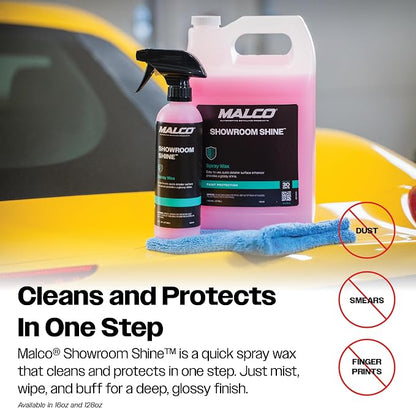Malco Showroom Shine Spray Car Wax and Instant Detailer - Best Car Wax Spray for Professional Finish/Easy to Use Instant Detailer/Cleans and Waxes Painted Surfaces, Metal and Glass (110401)