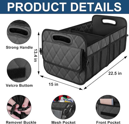 Deosk Car Trunk Organizer for SUV, Car Organizers and Storage with Reinforced Handles, Car Accessories for Women/Men 70L Waterproof Polyester Trunk Organizer(Large, Charcoal)