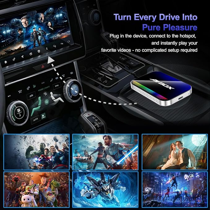 Wireless CarPlay & Android Auto Adapter, Magic AI Box with YouTube TikTok, Built-in Play Store and Screen Mirroring, Plug and Play Video Adapter for OEM Factory Wired CarPlay Vehicles