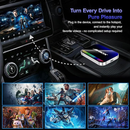 Wireless CarPlay & Android Auto Adapter, Magic AI Box with YouTube TikTok, Built-in Play Store and Screen Mirroring, Plug and Play Video Adapter for OEM Factory Wired CarPlay Vehicles