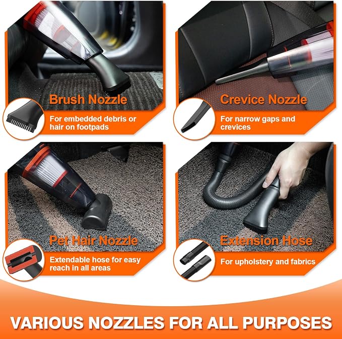 Car Cleaning Kit 19Pcs, Car Interior Detailing Kit with 12000PA High Power Handheld 12V Corded Vacuum, Detailing Brush Set, Cleaning Gel, Complete Car Vacuum Cleaner with Storage Bag for Men & Women
