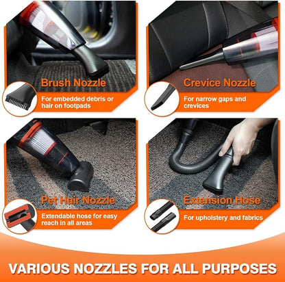 Car Cleaning Kit 19Pcs, Car Interior Detailing Kit with 12000PA High Power Handheld 12V Corded Vacuum, Detailing Brush Set, Cleaning Gel, Complete Car Vacuum Cleaner with Storage Bag for Men & Women