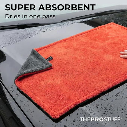 The Pro Stuff® Car Drying Towel 1400 GSM - Ultra Absorbent Twisted Loop Microfiber Towel for Auto Detailing, Scratch-Free Lint-Free Streak-Free Dual-Sided Car Wash Cloth, XL 24"x36"