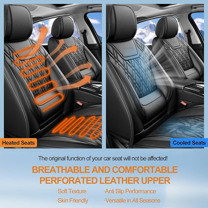 Car Seat Covers Compatible with Hyundai Accent 2017-2025 2026 - Full Set 5 Seats Luxury Leather All-Weather Seat Cushions & Protectors, Waterproof & Breathable, Airbag Compatible (Black)