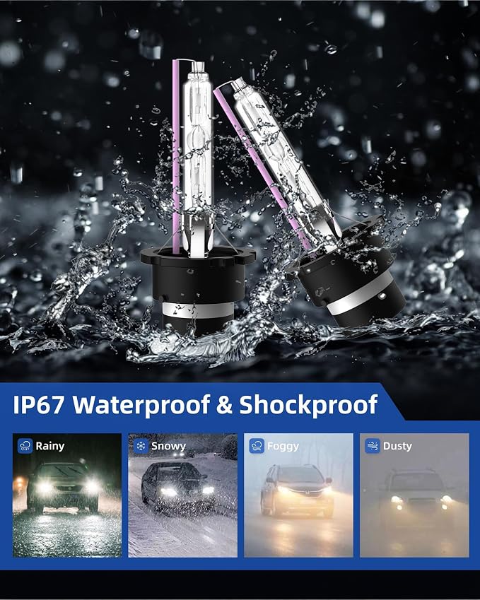 Sinoparcel D2S Xenon HID Headlight Bulbs - 10000K 35W High Low Beam 66240 85122UB 66040 Replacement Lights -Pack of 2