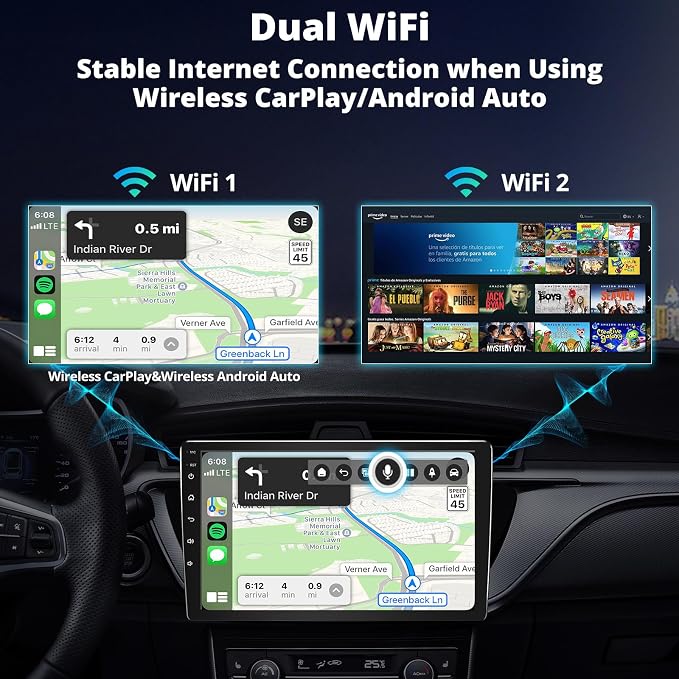 Portable AI Box CarPlay -2025 Upgrade Wireless CarPlay Adapter Compatible with YouTube, Plug & Play Smart AI Box Support DriveChat, Dual Bluetooth, Dual Wi-Fi, Max 128GB TF Card