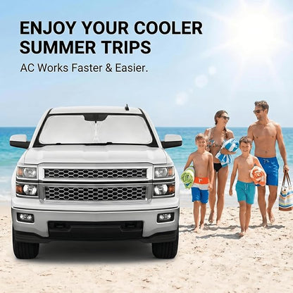 Windshield Sun Shade for Chevy/Chevrolet Silverado 1500 Accessories 2014-2018 Front Window Shade Custom Fit Silverado 1500 Sun Visor Foldable Shade Blocks UV Rays Summer Must Have Car Accessories
