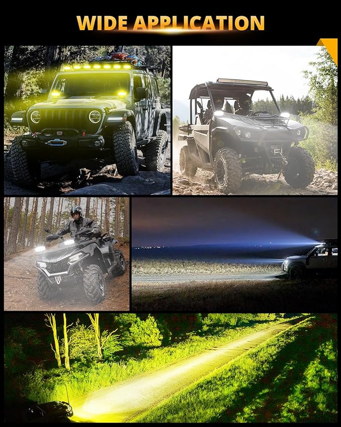 Auxbeam V-MAX Series LED Light Pod, 270° Side Shooter LED Offroad Lights with Amber DRL, 4 Inch Auxiliary Ditch Light for Truck ATV Jeep Ford
