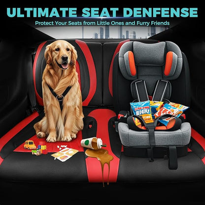 Custom for Ford Mustang Coupe Seat Covers 2015-2025 - Custom-Fit Full Set Faux Leather Car Seat Covers for Mustang Coupe Fastback GT/V6/EcoBoost 2015 2016 2017 2018 2019 2020 2021 2022 2023 2024 2025