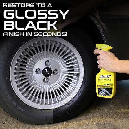 Formula 1 Black Gold, Long-Lasting Tire Shine Restores Glossy Black Color to Rubber and Plastic Trim, Water Resistant with UV Protection, 23oz