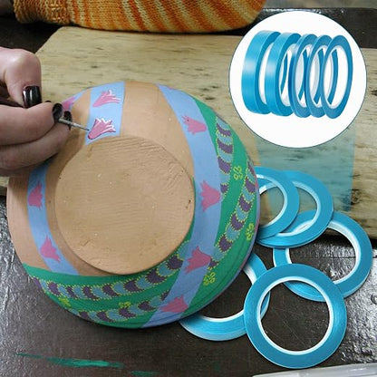Xuniea 5 Rolls of Vinyl Tape Masking Tape Automotive Car Auto Paint for Curves, High Temperature Vinyl Low Tack(1/16 Inch, 1/8 Inch, 1/4 Inch, 1/2 Inch, 3/4 Inch, Blue)