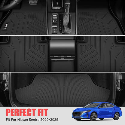 Floor Mats for 2020-2025 Nissan Sentra with Cargo Liner All Weather TPE Protection Floor Liners Full Set with Trunk Mat for 2025 Nissan Sentra Accessories