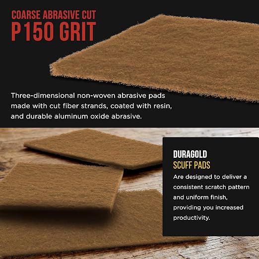 Dura-Gold Premium 6" x 9" Gold Coarse Scuff Pads, Box of 10 - Scuffing, Scouring, Sanding, Paint Primer Prep Adhesion Scratch - Surface Preparation For Automotive Car Auto Body Repair Woodworking Wood