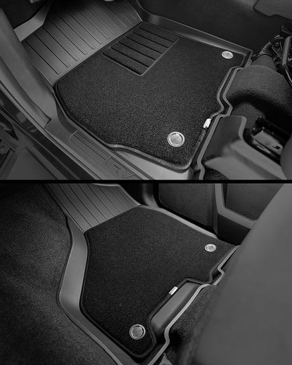 3W Floor Mats with Carpets for 2019-2025 2026 Ram 2500/3500 Crew Cab with Bucket Seat (Not for PTO KIT Models), All Weather TPE Floor Liners 1st & 2nd Row (for Carpet Floor), Black